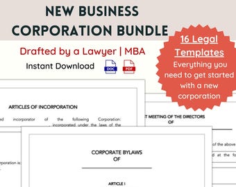 Paquete de documentos corporativos Kit corporativo para nueva empresa Constitución de empresas Plantillas legales para nuevas empresas Estatutos editables