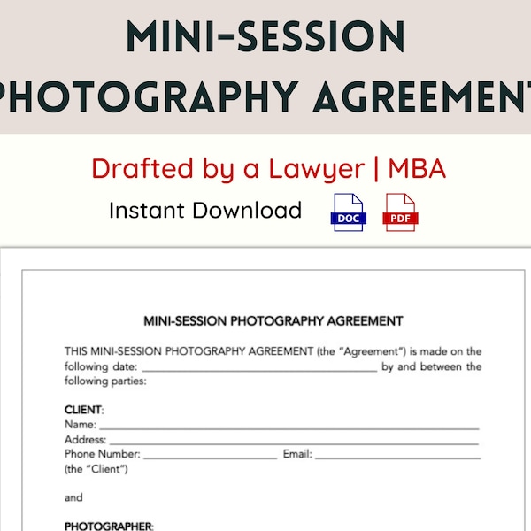 Mini Session Contract Template Etsy Mini Session Contract Template Etsy