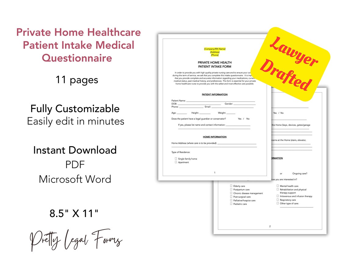 Home Health Nurse Medical Questionnaire Concierge Nurse Client Intake ...