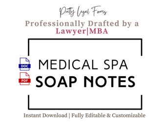 Medical Spa SOAP Notes Med Spa Patient Form Medical Spa Template for Aesthetic Nurse Injector Treatment Record Form Injectables Consultation