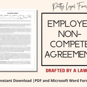 Employee Non Compete Agreement Contract Template, Simple Non-Compete Contract Template for Employee, Lawyer Drafted, Small Business Form