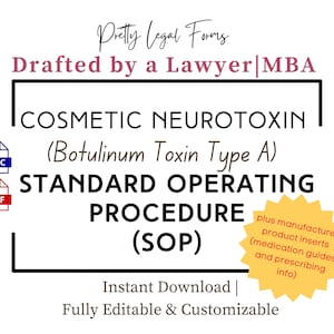 Neurotoxin SOP Botox Policy Procedure Medical Spa Protocols Botulinum Toxin Standard Operating Procedure Injectables Nurse Injector Template