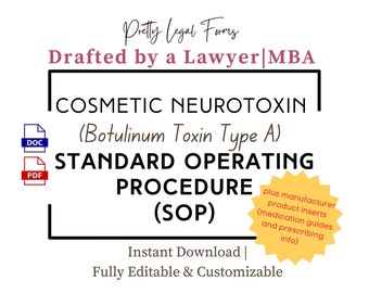 Neurotoxin SOP Botox Policy Procedure Medical Spa Protocols Botulinum Toxin Standard Operating Procedure Injectables Nurse Injector Template