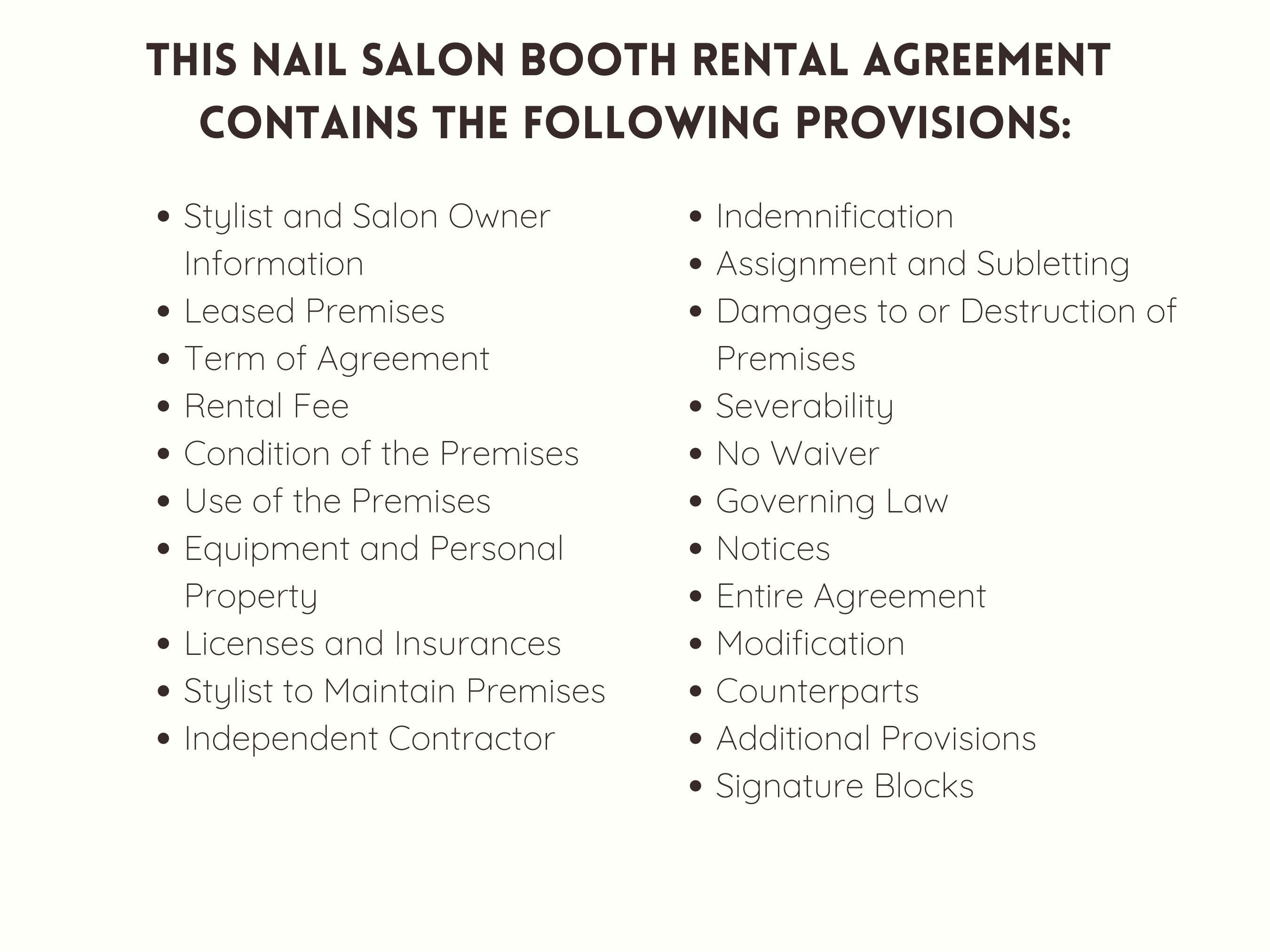 Nail Salon Booth Rental Agreement Nail Tech Independent Etsy