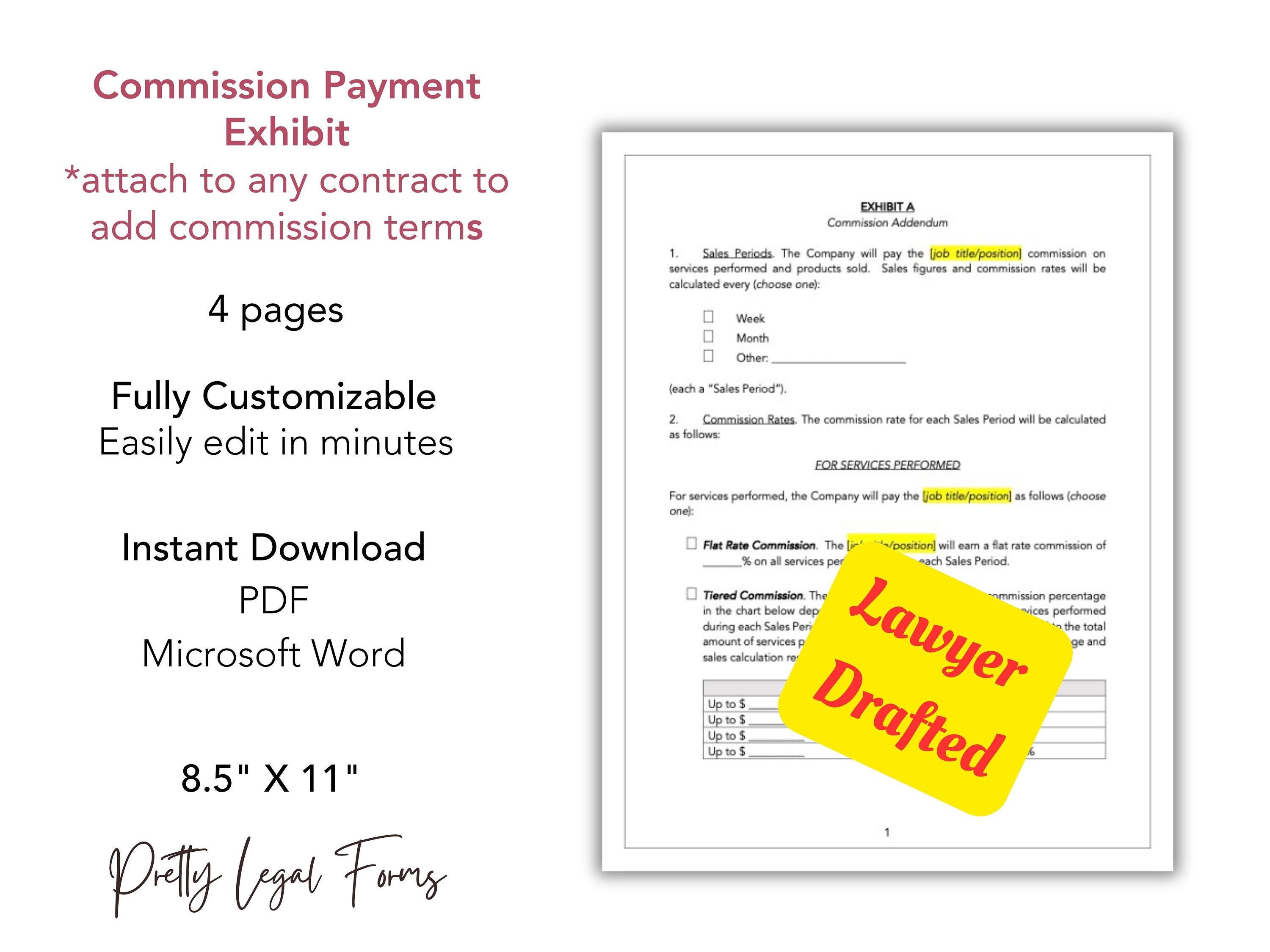 Example Contract Exhibit Short Commission Agreement Exhibit, Employee Commission Contract Template ...