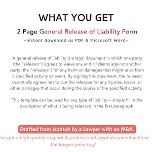 Release of Liability Form, General Liability Release Template, Basic ...