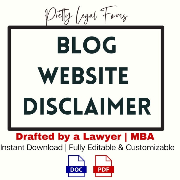 Blog Disclaimer Template, Disclaimer for Blogger Website, Blog Affiliate Disclosure, Blog Legal Language for Website Blogger Policy Form