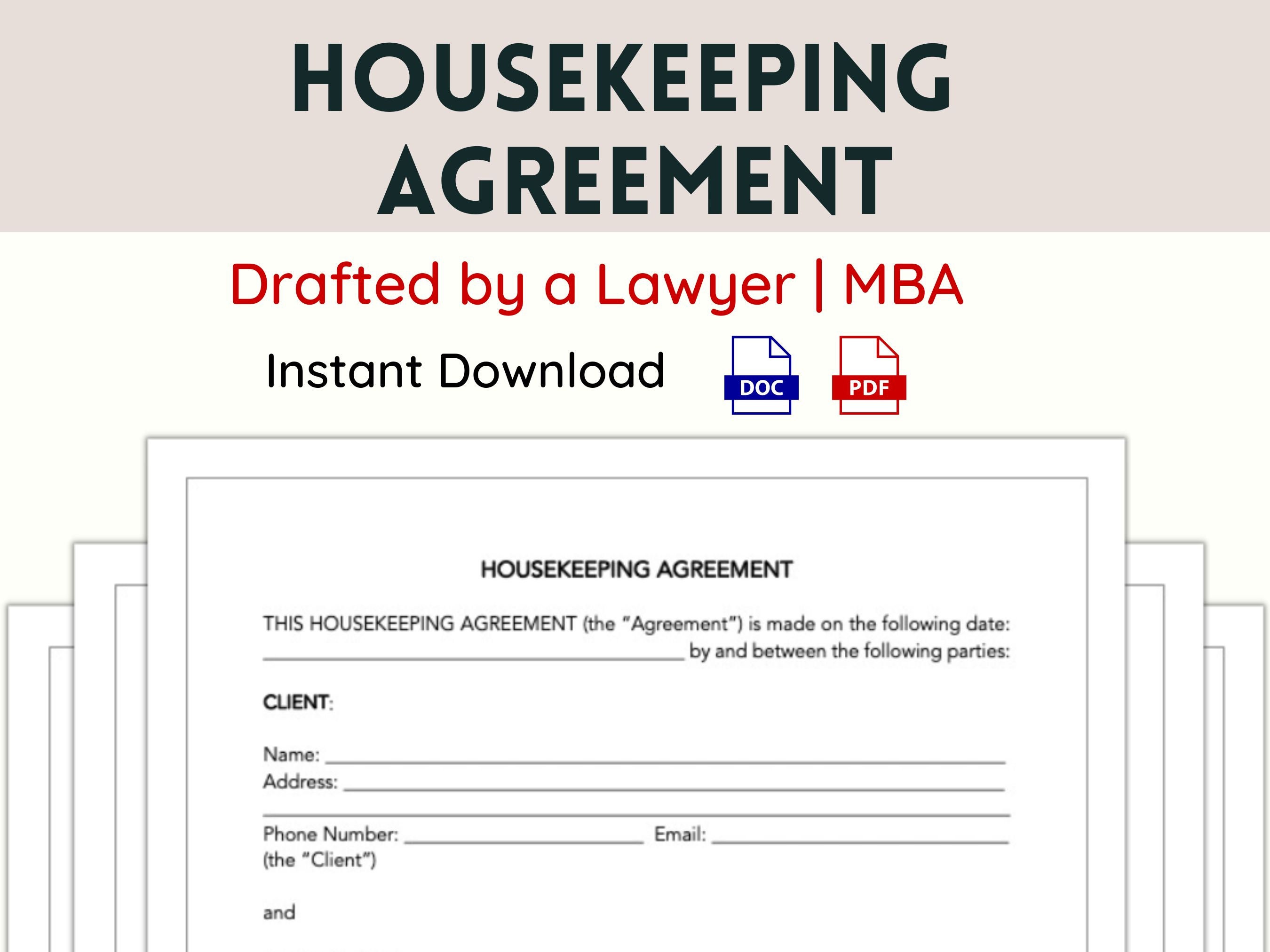 Housekeeping Contract Template Cleaning Service Agreement Housekeeping Contract Template Cleaning Service Agreement