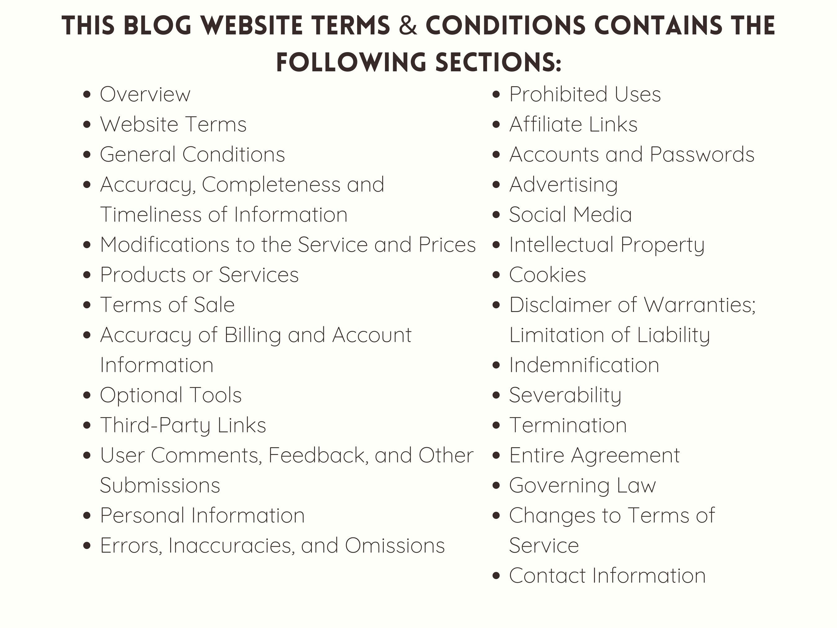 Blog Terms and Conditions Online Privacy Policy Template, Blogger ...