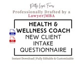 Health Coach Client Questionnaire for Wellness Coaching Intake Form Holistic Coach Template Lifestyle Coach Nutrition Coach Client Survey