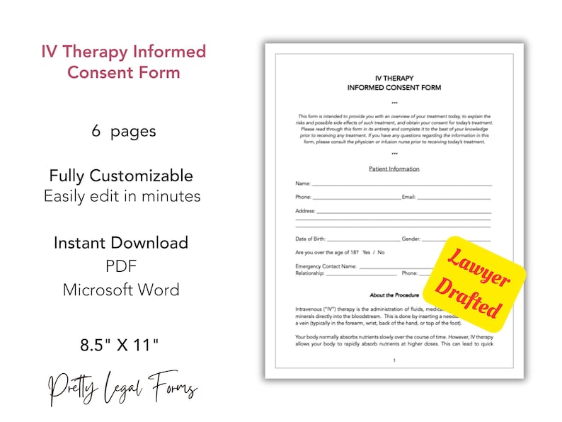 Elective IV Therapy Informed Consent Form IV Hydration Consent Template ...