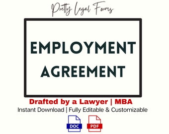 Employee Contract Template, Employment Agreement, Simple Employment Contract for W2 Employee, New Hire Forms, Simple Employee Agreement