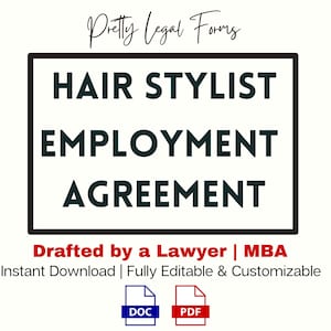 Hair Stylist Employment Contract Template Hair Salon Employee Agreement Salon Hiring Contract Hairdressing Staff Contract Editable Template