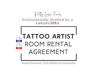 Mietvertrag für ein Tattoo-Studio | Vorlage für einen Mietvertrag für einen Tattoo-Studiostuhl | Mietvertrag für selbstständige Tätowierer