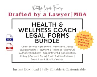 Wellness Coaching Forms Bundle Health Coach Template Bundle Holistic Coach Client Forms Lifestyle Coach Intake Nutrition Coach Fitness Coach