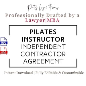 Pilates Instructor Contract 1099 Pilates Instructor Independent Contractor Agreement Fitness Teacher Hiring Contract Pilates Studio New Hire