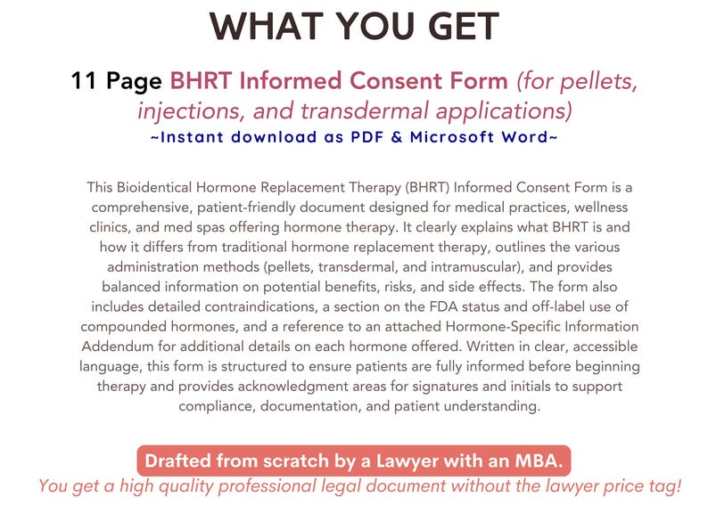 BHRT Consent Form, Bioidentical Hormone Replacement Therapy Informed ...