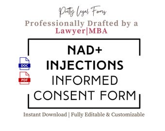 NAD Consent Form for Medical Spa, Wellness Clinic, and Nurse Injectors | NAD Shot Patient Intake Forms