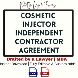 Cosmetic Injector Independent Contractor Agreement 1099 Cosmetic Injector Contract Template, Aesthetic Nurse Injector 1099 Contract Med Spa