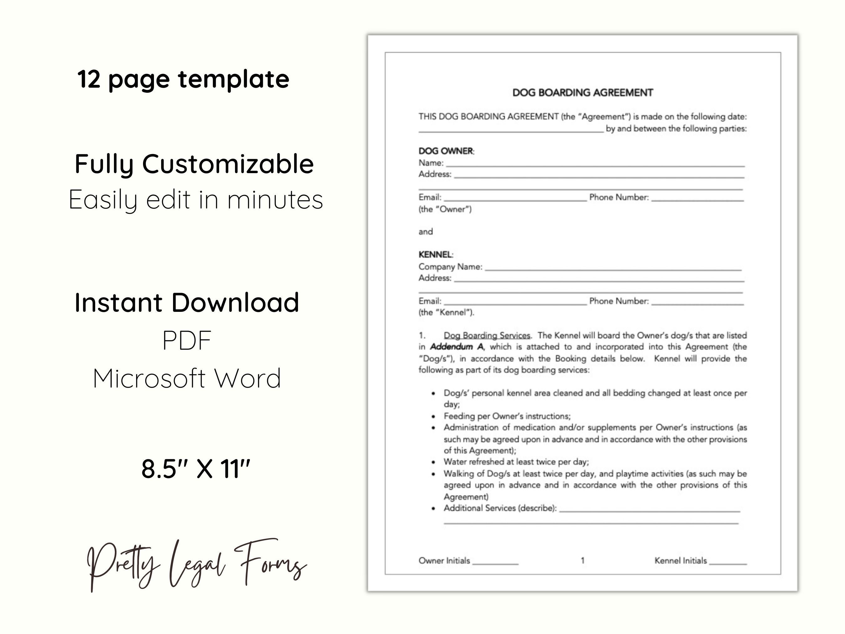 Dog Boarding Contract Template Dog Boarding Service Agreement Dog Dog Boarding Contract Template Dog Boarding Service Agreement Dog