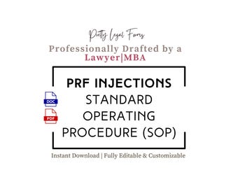 PRF Injections SOP Protocol Template | Med Spa Standard Operating Procedure | Aesthetic PRF Treatment Guide