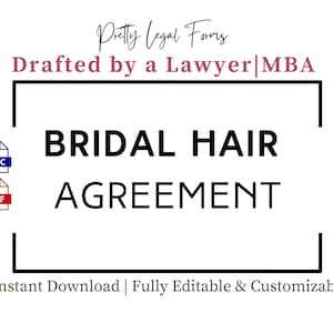 Bridal Hair Contract Template Wedding Hair Stylist Agreement Bridal Party Hair Salon Contract Template Salon Contract