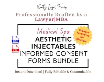 Aesthetic Injectables Consent Forms Bundle Medical Spa Forms Nurse Injector Informed Consent Templates Med Spa Start Up Botox Filler Intake