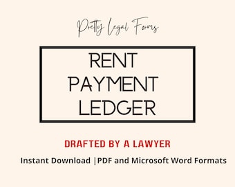 Rent Payment Ledger, Landlord Printable Rent Tracker, Instant Digital Download, Tenant Lease Payment Ledger