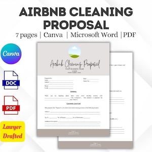 Airbnb Reinigungsvorschlag Canva Vorlage, Kostenvoranschlag für kurzfristige Miete, Angebot für Reinigungsdienste, Geschäftsformulare für die Reinigung bearbeitbar
