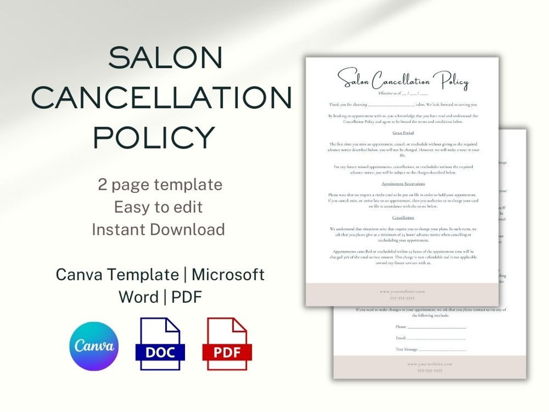 Salon Cancellation Policy CANVA Template Salon Appointment Policy Salon Cancellation Policy CANVA Template Salon Appointment Policy
