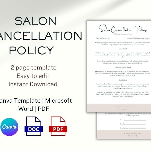 Nail Salon Policy Sign Etsy