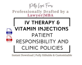 IV Drip Clinic Patient Policies IV Therapy Financial and Payment Policy IV Infusion Business Forms Vitamin Injection Appointment Policy