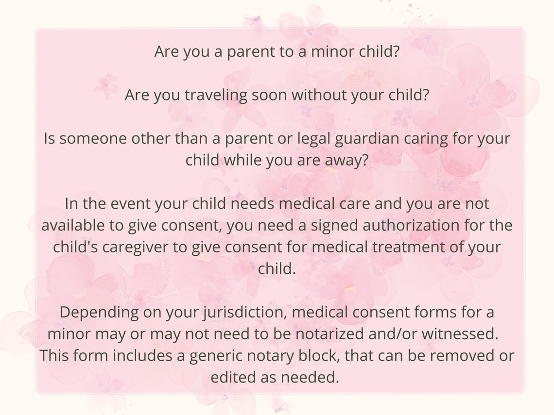 Medical Consent Form for Minor Child Template, Babysitter Medical