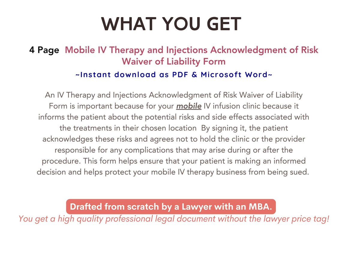 R Iv Forms.pdf Mobile IV Therapy Acknowledgement of Risks Vitamin Injection Waiver IV ...