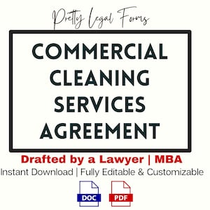 Commercial Cleaning Contract Template, Commercial Cleaning Service Agreement, Office Cleaning Contract Template, Commercial Cleaning Forms