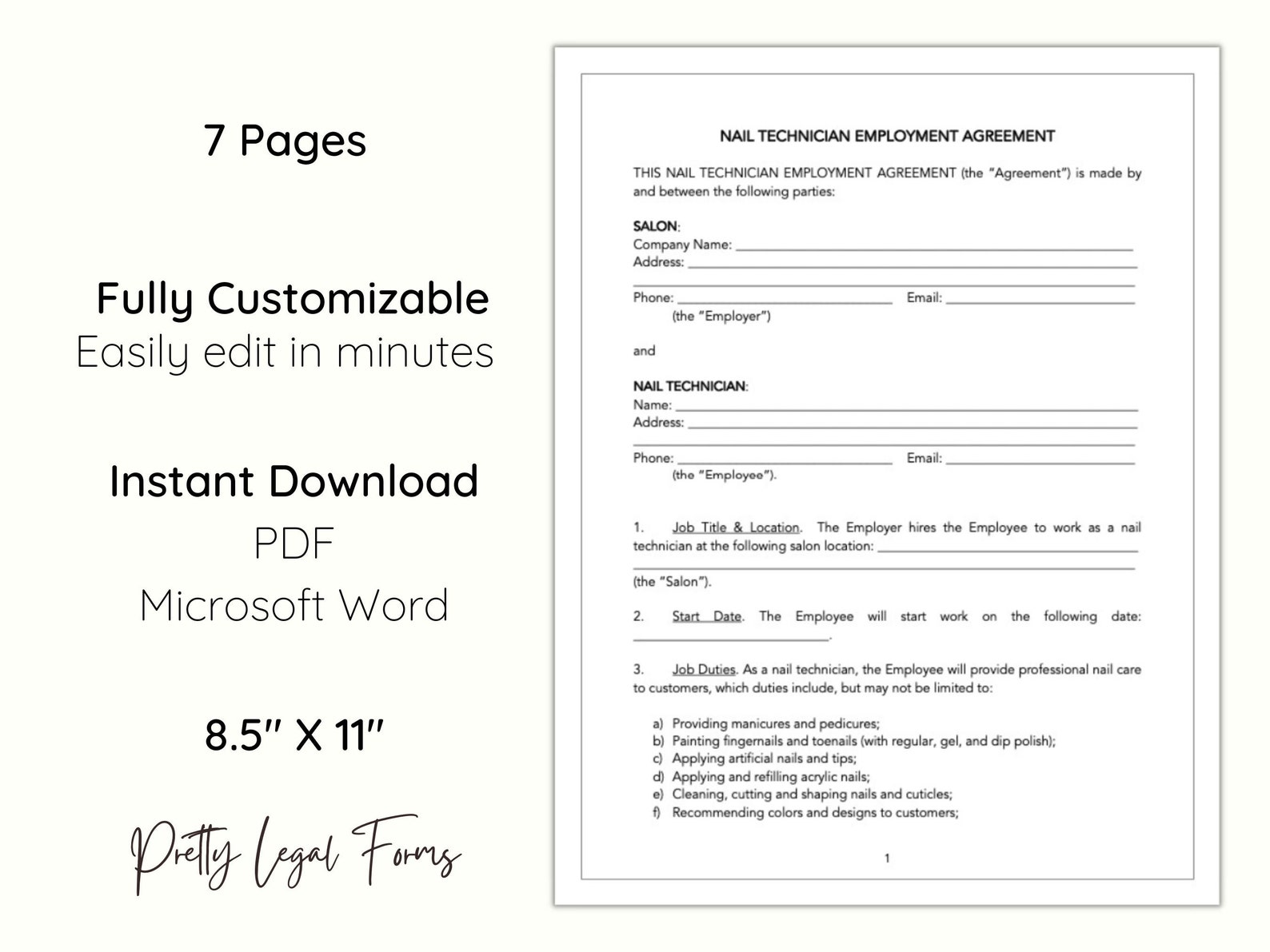 Nail Technician Employment Contract Template Nail Tech Employee Nail Technician Employment Contract Template Nail Tech Employee