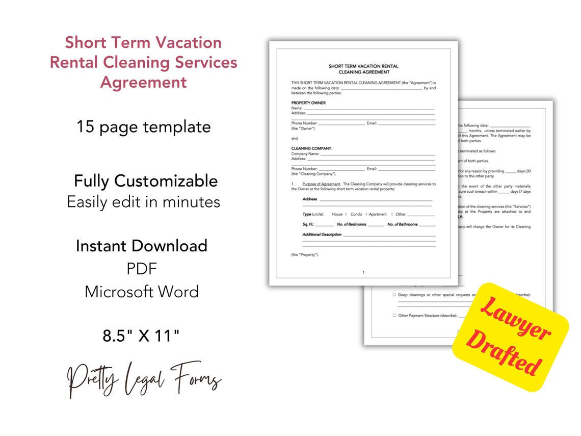 Airbnb Cleaning Contract Template Short Term Vacation Rental Cleaning