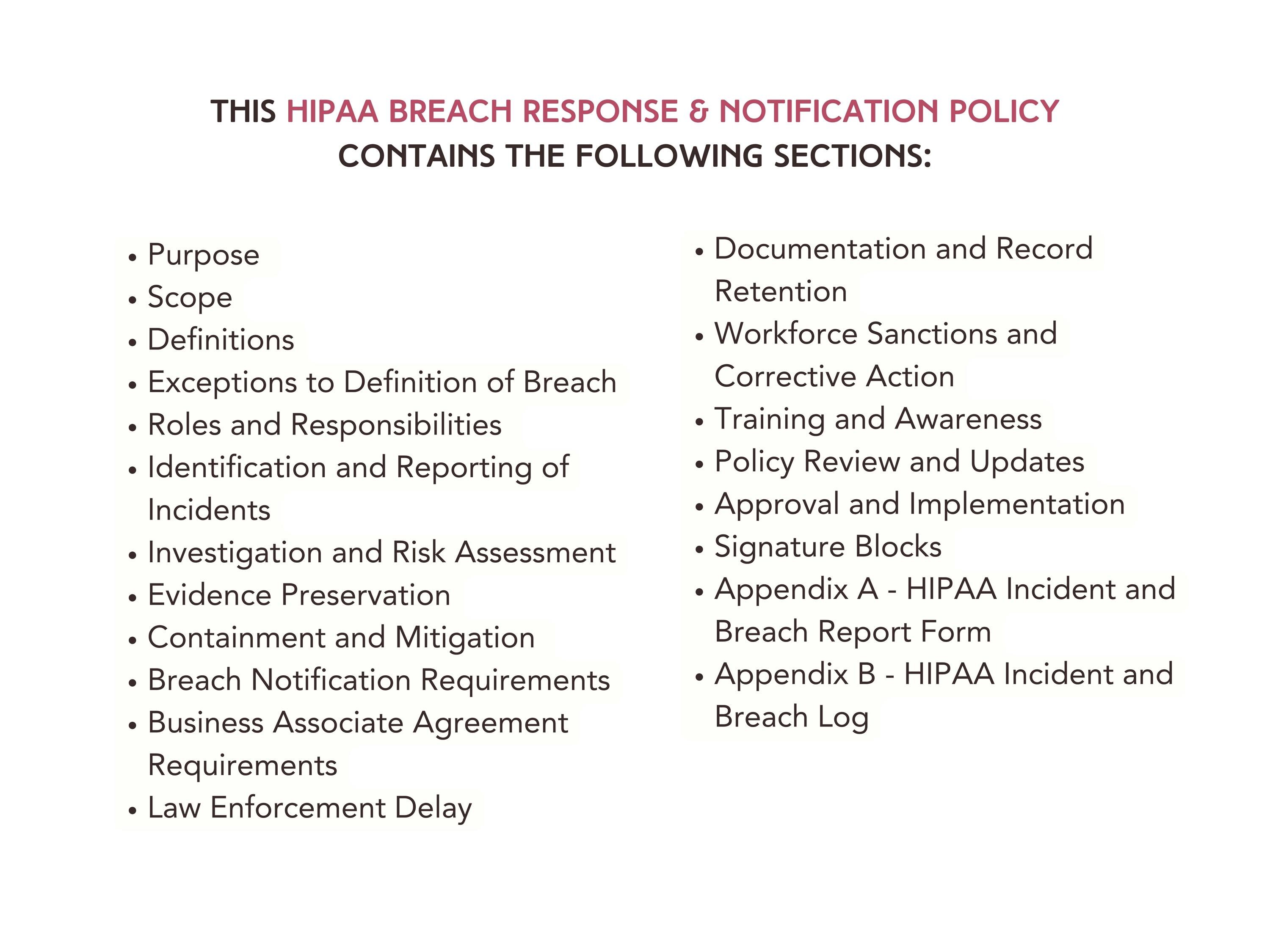 HIPAA Breach Response and Notification Policy Template, HIPAA Policies ...
