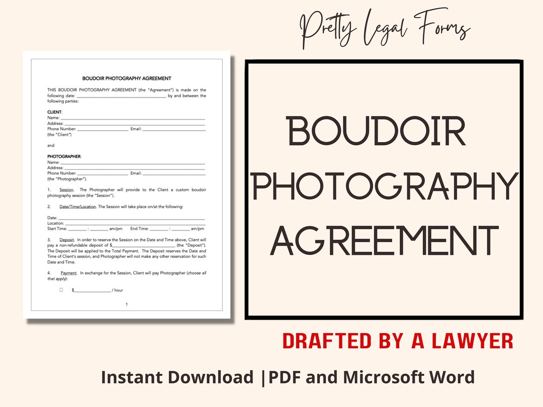 Boudoir Photography Agreement Boudoir Photography Contract Template ...