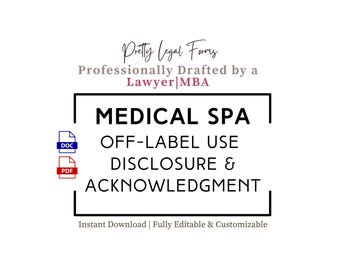 Vorlage für die Offenlegung der Off-Label-Anwendung in medizinischen Spas, bearbeitbares Einwilligungsformular (PDF & Word)