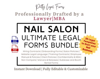 Nail Salon Forms Bundle Nail Spa Contract Templates Nail Technician Business Startup Kit Nail Artist Contract Waiver Client Policies Intake