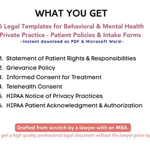 Behavioral Health Forms Bundle Mental Health Private Practice Policies ...