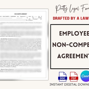 Non-Compete Agreement Employee Non Compete Contract Template Employee Noncompete CANVA Template Employee NDA Editable Template