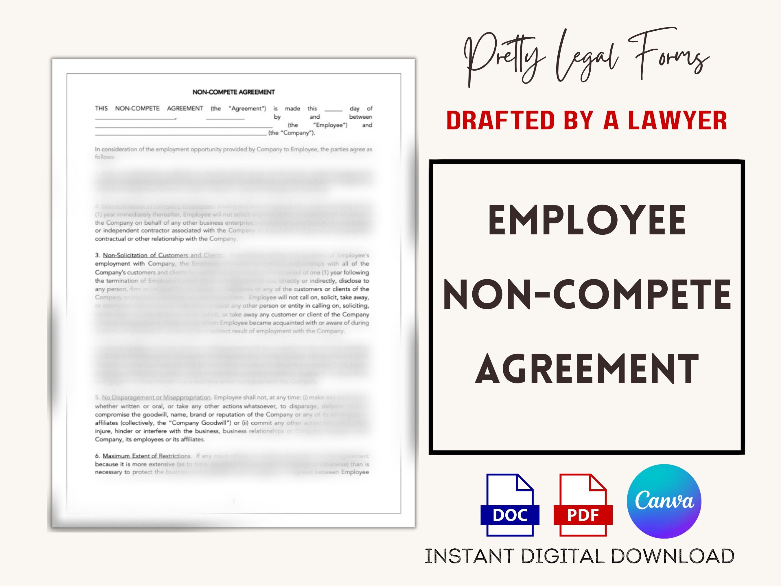 Non compete Agreement Employee Non Compete Contract Template Employee 