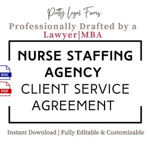 Nurse Staffing Agency Service Agreement Nursing Agency Client Contract Template Healthcare Staffing Nurse Placement Staffing Services