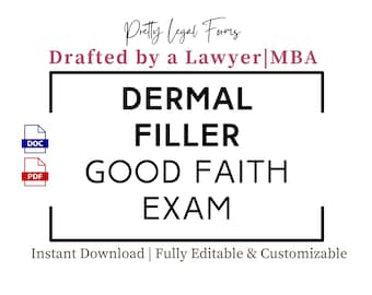 Dermal Filler Good Faith Exam Template, Medical Spa Intake (PDF)