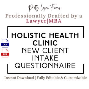 Holistic Health New Client Intake Questionnaire Template Holistic Practice Medical History Form Homeopathic Natural Medicine Wellness Clinic