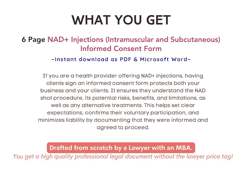 NAD Consent Form for Medical Spa, Wellness Clinic, and Nurse Injectors ...
