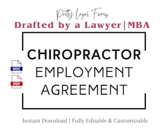 Chiropractor Employment Contract Template - Hiring Agreement Forms for Chiropractic Employee
