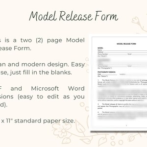 Model Release Form Format Model Release Form, Photographer Model Release Form Template, Instant ...